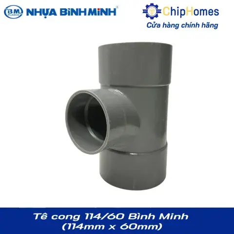 Tê cong 114/60 nhựa PVC Bình Minh - 114 x 60 mm, PN 6 bar