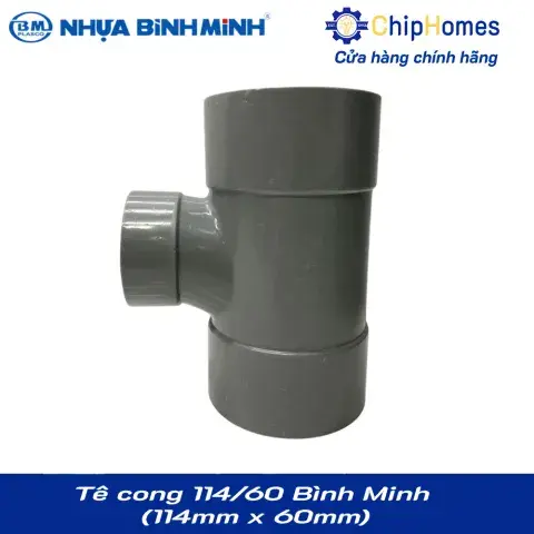 Tê cong 114/60 nhựa PVC Bình Minh - 114 x 60 mm, PN 6 bar