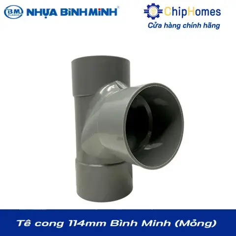 Tê cong 114 nhựa PVC Bình Minh - Loại Mỏng, DN 114mm, PN 6 bar