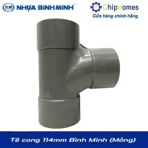 Tê cong 114 nhựa PVC Bình Minh - Loại Mỏng, DN 114mm, PN 6 bar