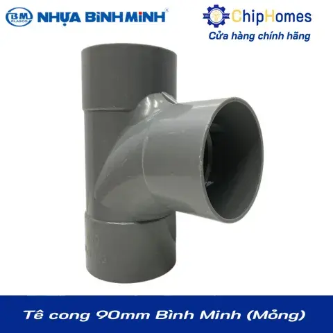 Tê cong 90 nhựa PVC Bình Minh - Loại Mỏng, DN 90mm, PN 6 bar