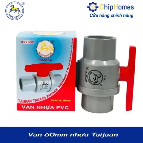 Van 60 nhựa PVC Taijaan - DN 60mm, tay đỏ