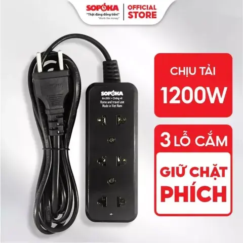 Ổ cắm Sopoka 3S3 dài 2.5m là dòng ổ cắm chịu tải 1200W