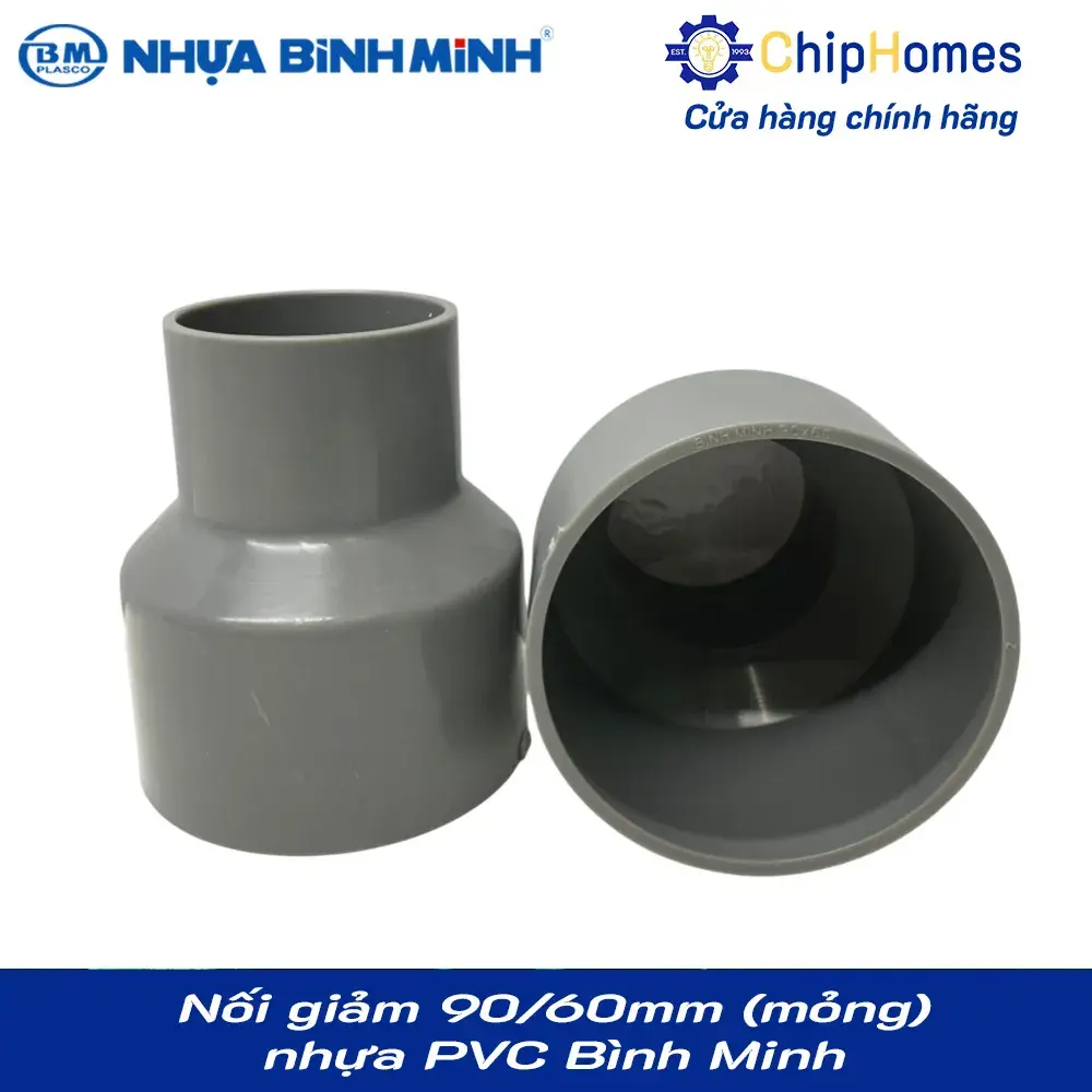 Nối giảm 90/60 nhựa PVC Bình Minh - Loại Mỏng, DN 90x60mm, PN 6 bar