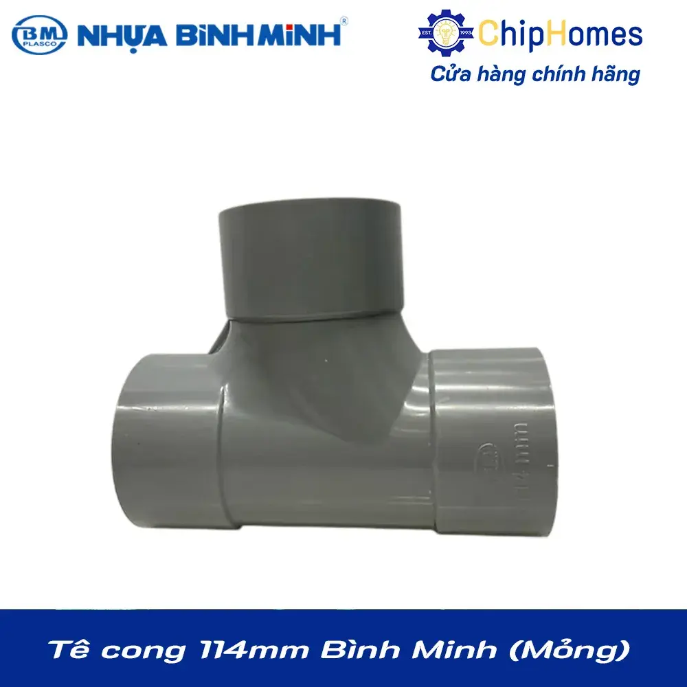 Tê cong 114 nhựa PVC Bình Minh - Loại Mỏng, DN 114mm, PN 6 bar