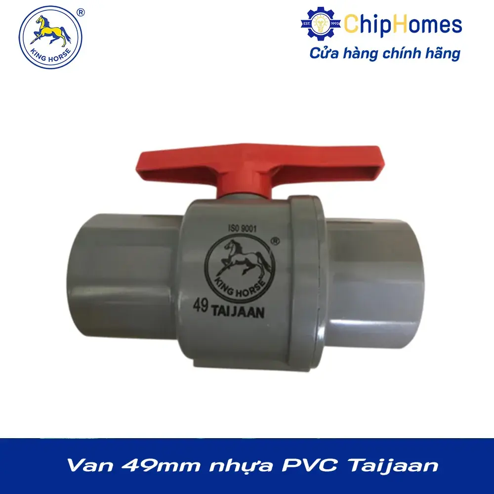 Van 49 nhựa PVC Taijaan - DN 49mm, tay đỏ