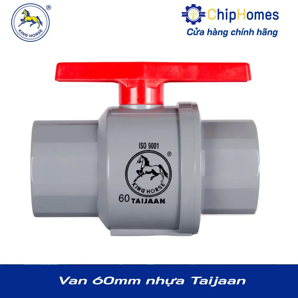 Van 60 nhựa PVC Taijaan - DN 60mm, tay đỏ