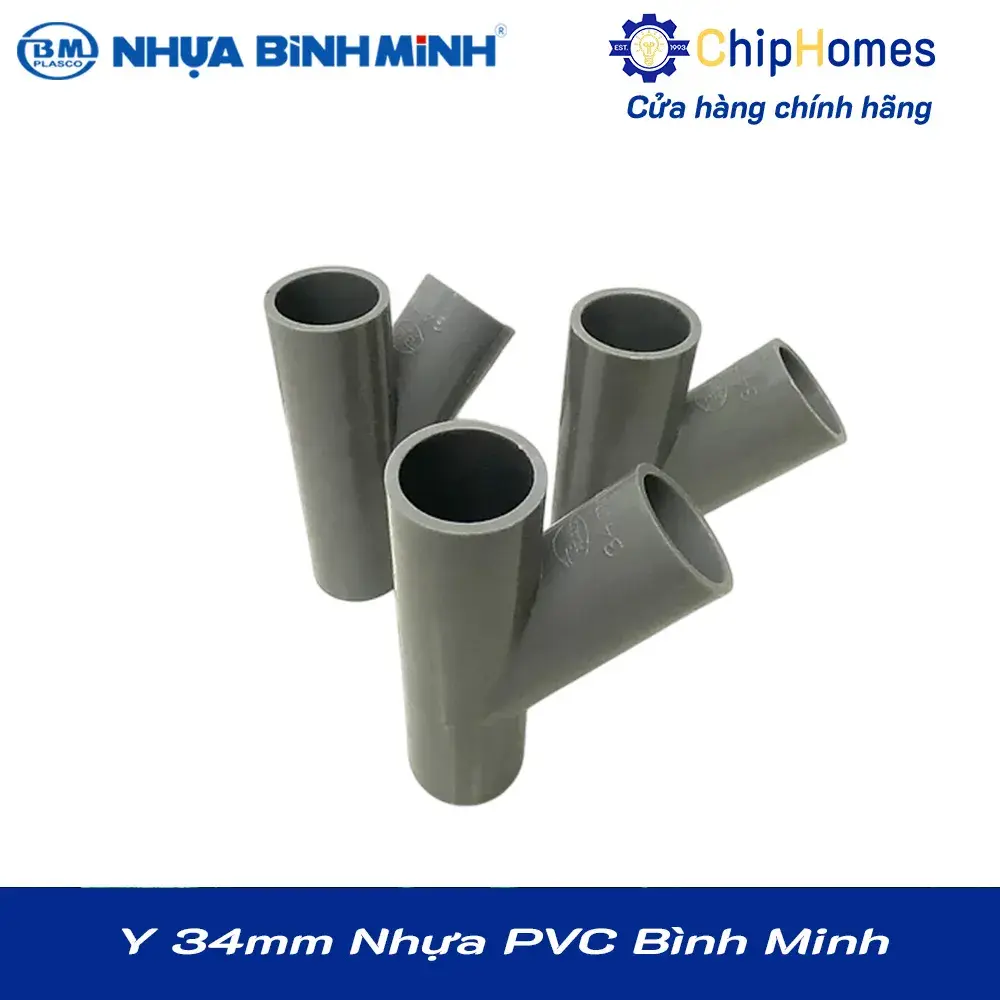 Y 34 nhựa PVC Bình Minh - Loại Dày, DN 34mm, PN 12 bar