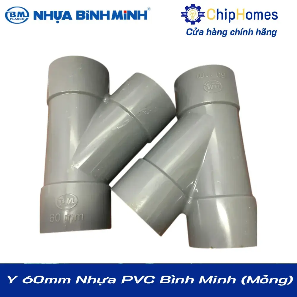 Y 60 nhựa PVC Bình Minh - Loại Mỏng, DN 60mm, PN 4 bar