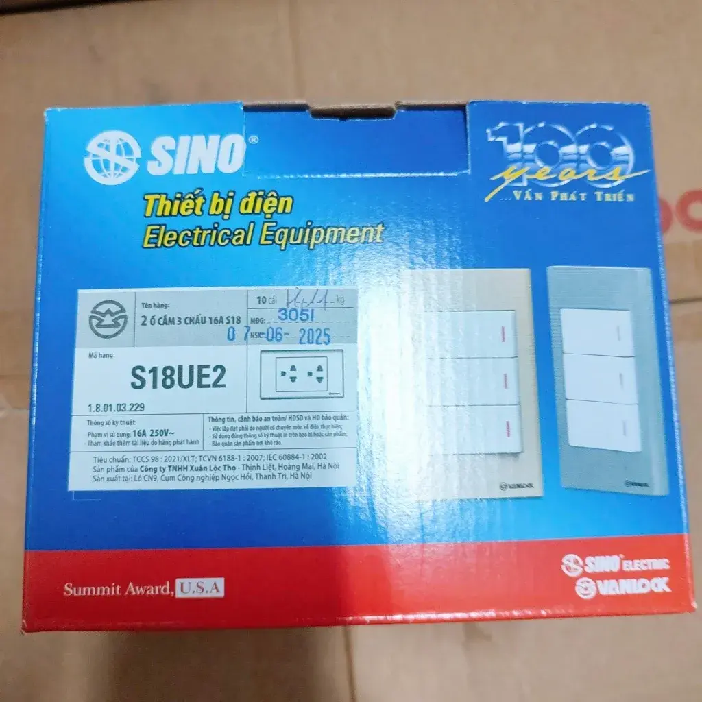 Mặt 2 Ổ 3 Chấu Sino Vanlock S18UE2