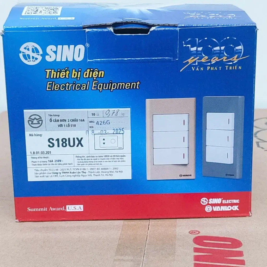 Mặt 1 Lỗ + 1 Ổ 2 Chấu Sino Vanlock S18UX