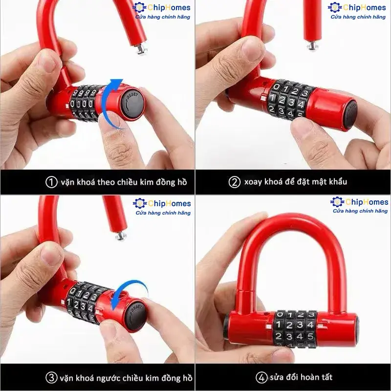 Hướng dẫn sử dụng Ổ Khóa 4 Số - Chữ U
