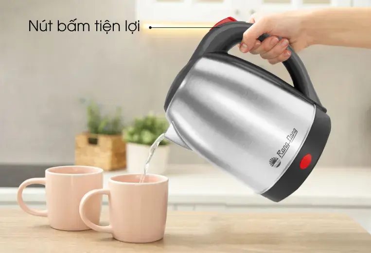TIỆN LỢI VỚI CHỈ 1 NÚT BẤM Ấm Điện Siêu Tốc Rạng Đông Inox Cao Cấp 1.8L - RD-AST18S