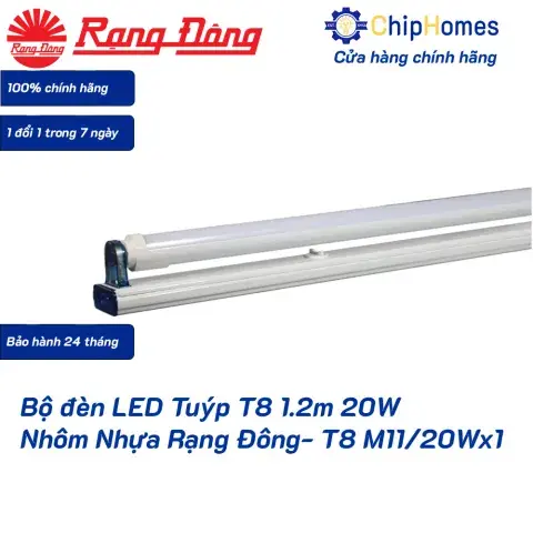 Bộ đèn LED Tuýp T8 1.2m 20W Nhôm Nhựa Rạng Đông - T8 M11/20Wx1