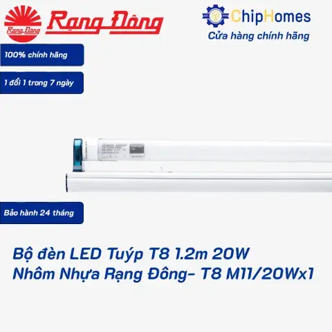 Bộ đèn LED Tuýp T8 1.2m 20W Nhôm Nhựa Rạng Đông - T8 M11/20Wx1