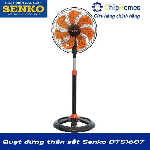Quạt đứng thân sắt Senko DTS1607 - màu đen cam