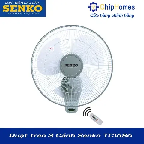 Quạt treo tường Senko TR1683 có điều khiển từ xa - Màu kem nâu