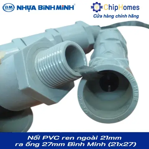 Nối PVC ren ngoài 21mm ra ống 27mm (dày) Bình Minh PN15