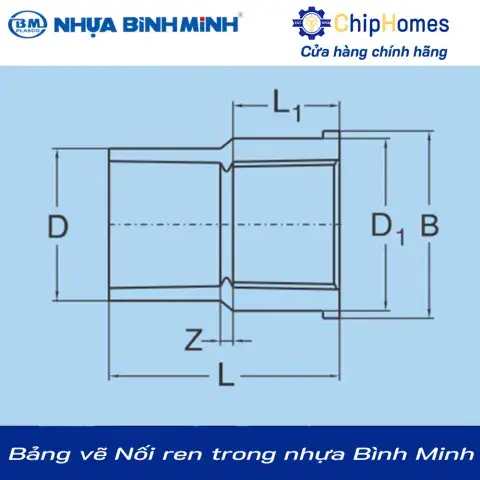 Bảng vẽ NỐI REN TRONG NHỰA PVC Bình Minh