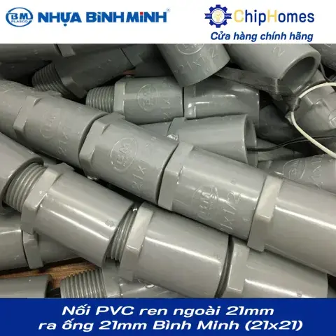 Nối PVC ren ngoài 21mm ra ống 21mm (dày) Bình Minh PN15