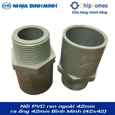 Nối PVC ren ngoài 42mm ra ống 42mm (dày) Bình Minh PN12