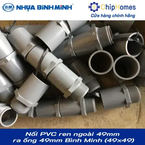 Nối PVC ren ngoài 49mm ra ống 49mm (dày) Bình Minh PN12