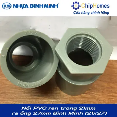 Nối PVC ren trong 21mm ra ống 27 Bình Minh