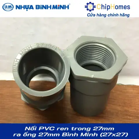 Nối PVC ren trong 27mm ra ống 27mm Bình Minh loại dày