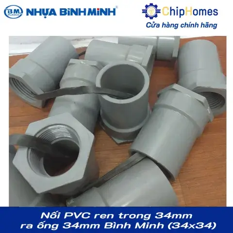 Nối PVC ren trong 34mm ra ống 34mm Bình Minh loại dày