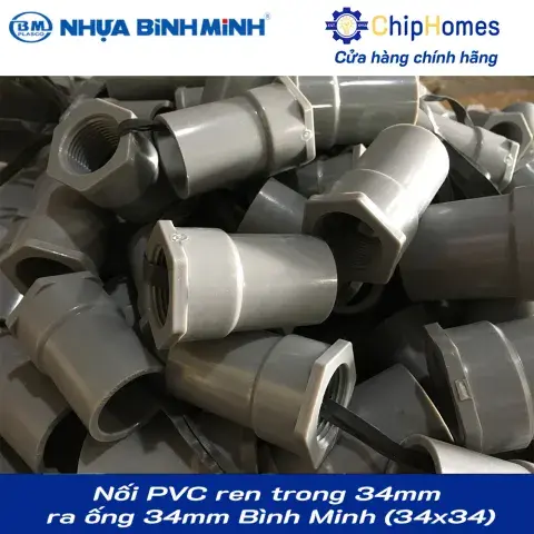 Nối PVC ren trong 34mm ra ống 34mm Bình Minh loại dày