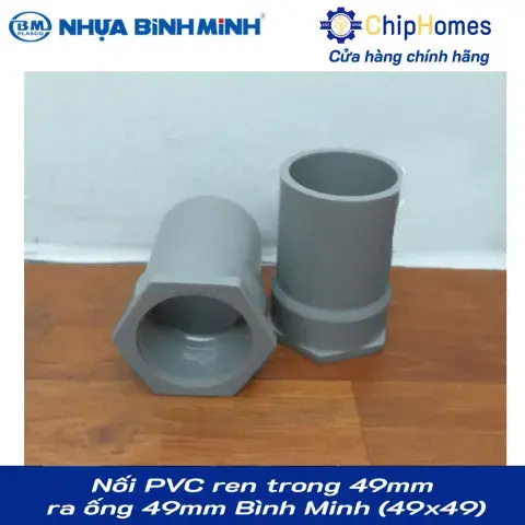 Nối PVC ren trong 49mm ra ống 49mm Bình Minh loại dày - Ren nhựa áp lực PN12