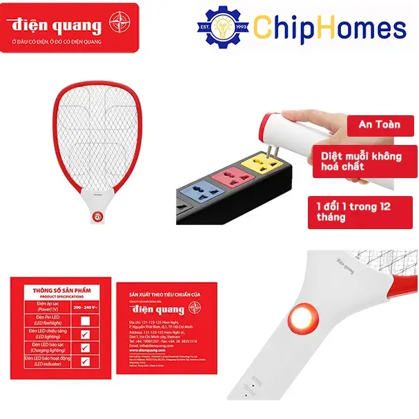 Vợt Muỗi Điện Quang ĐQ EMR02 WR