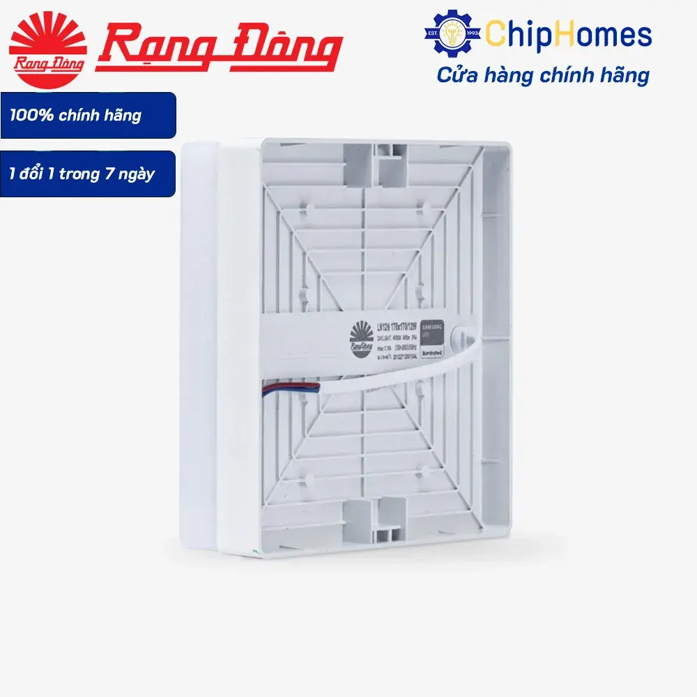 Đèn LED Ốp Trần Vuông Đế Nhựa Rạng Đông 170x170 12W LN12N