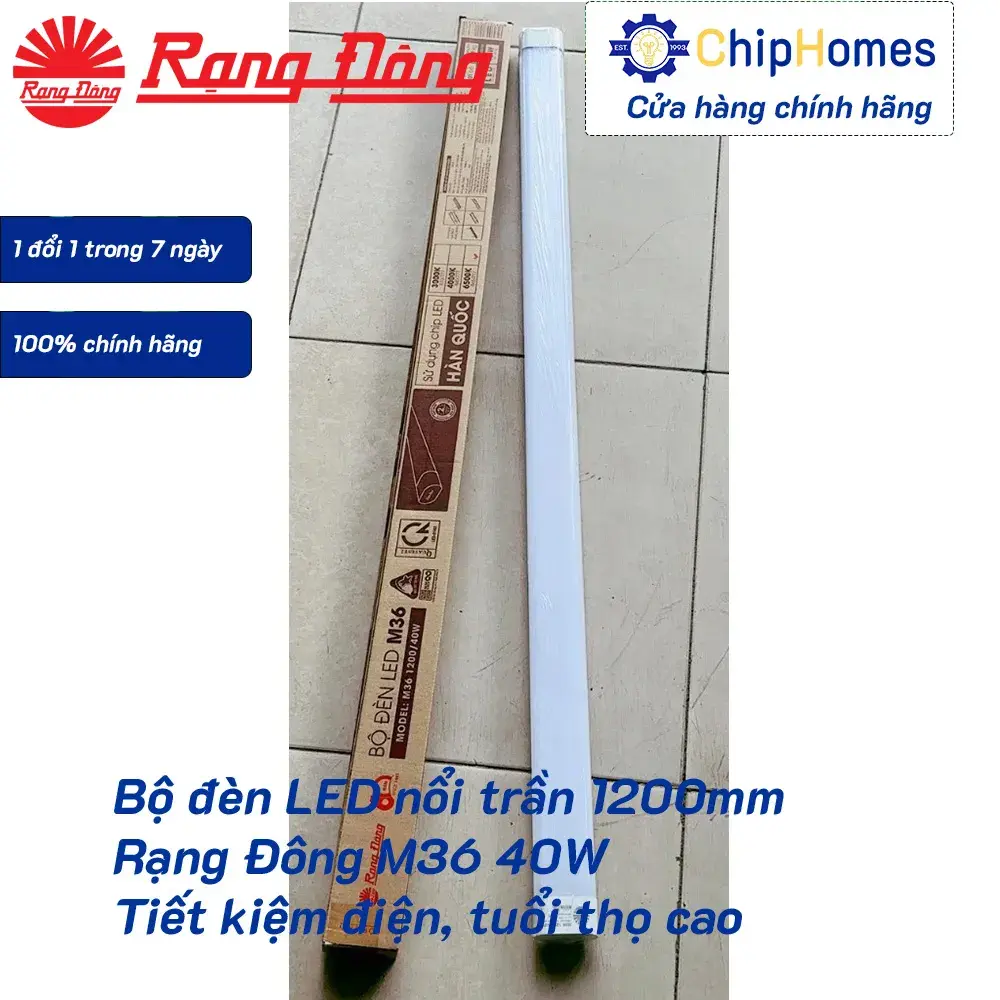 Bộ đèn LED nổi trần 1200mm Rạng Đông M36 40W - Tiết kiệm điện, tuổi thọ cao