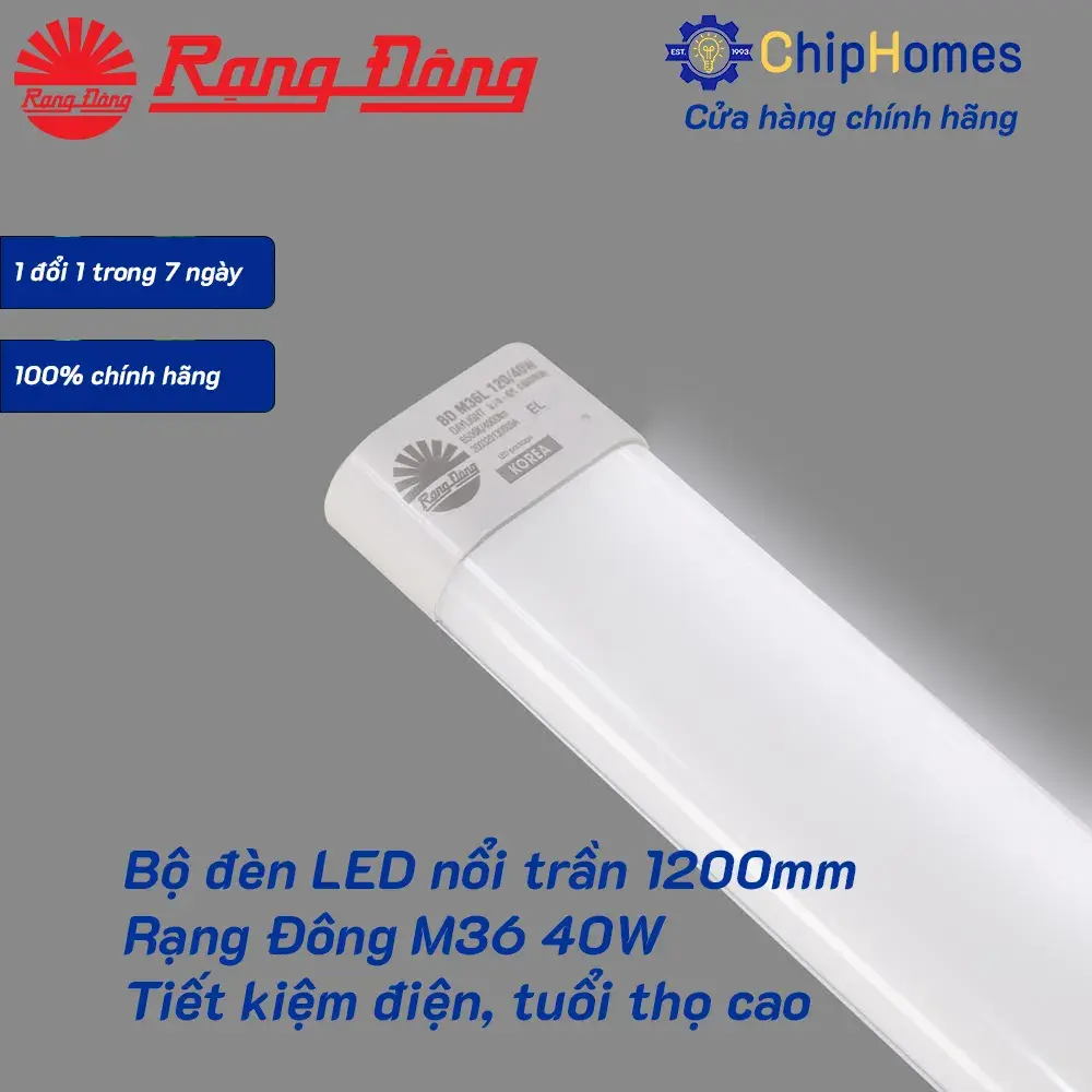 Bộ đèn LED nổi trần 1200mm Rạng Đông M36 40W - Tiết kiệm điện, tuổi thọ cao