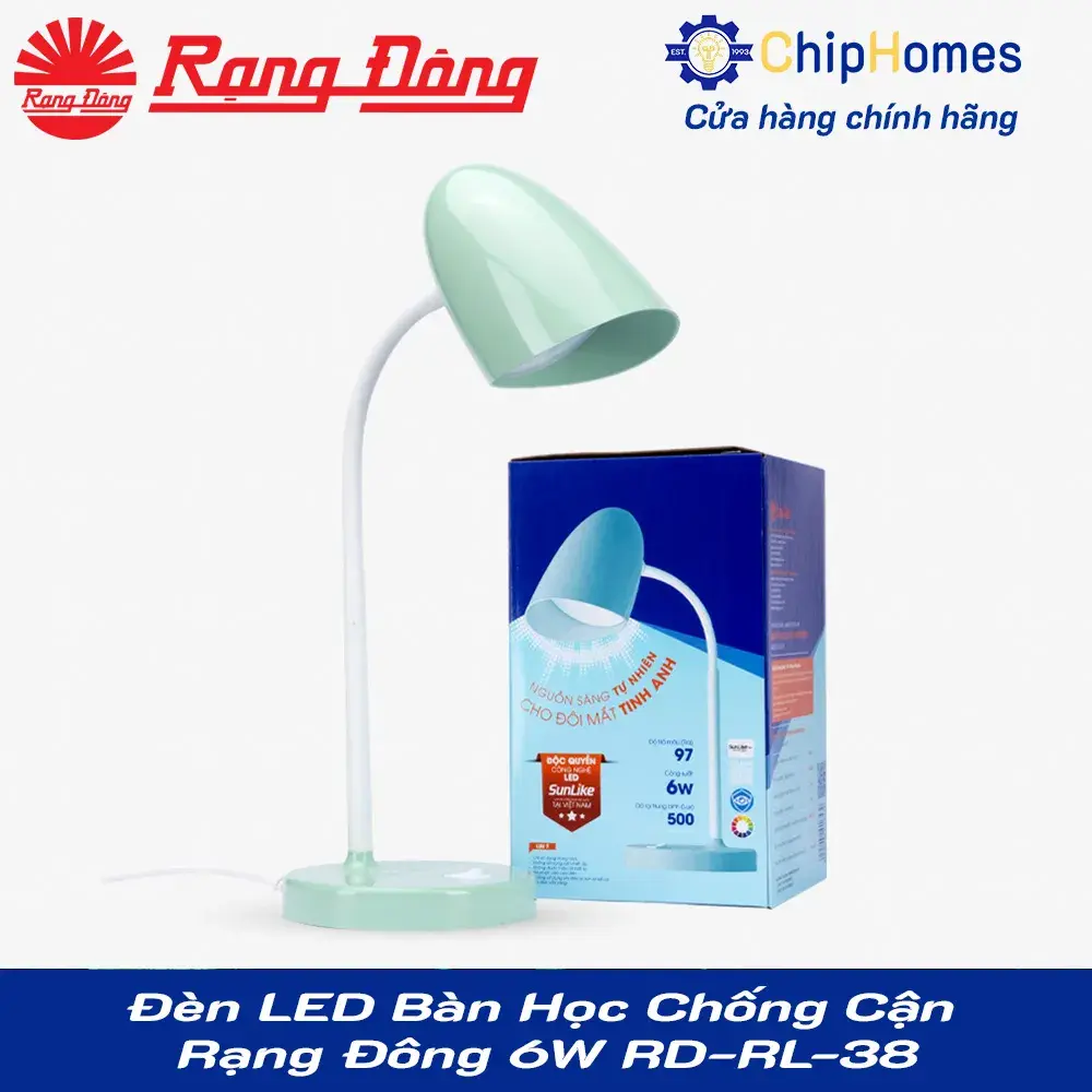 Đèn LED Bàn Học Chống Cận Rạng Đông 6W RD-RL-38 Màu xanh ngọc