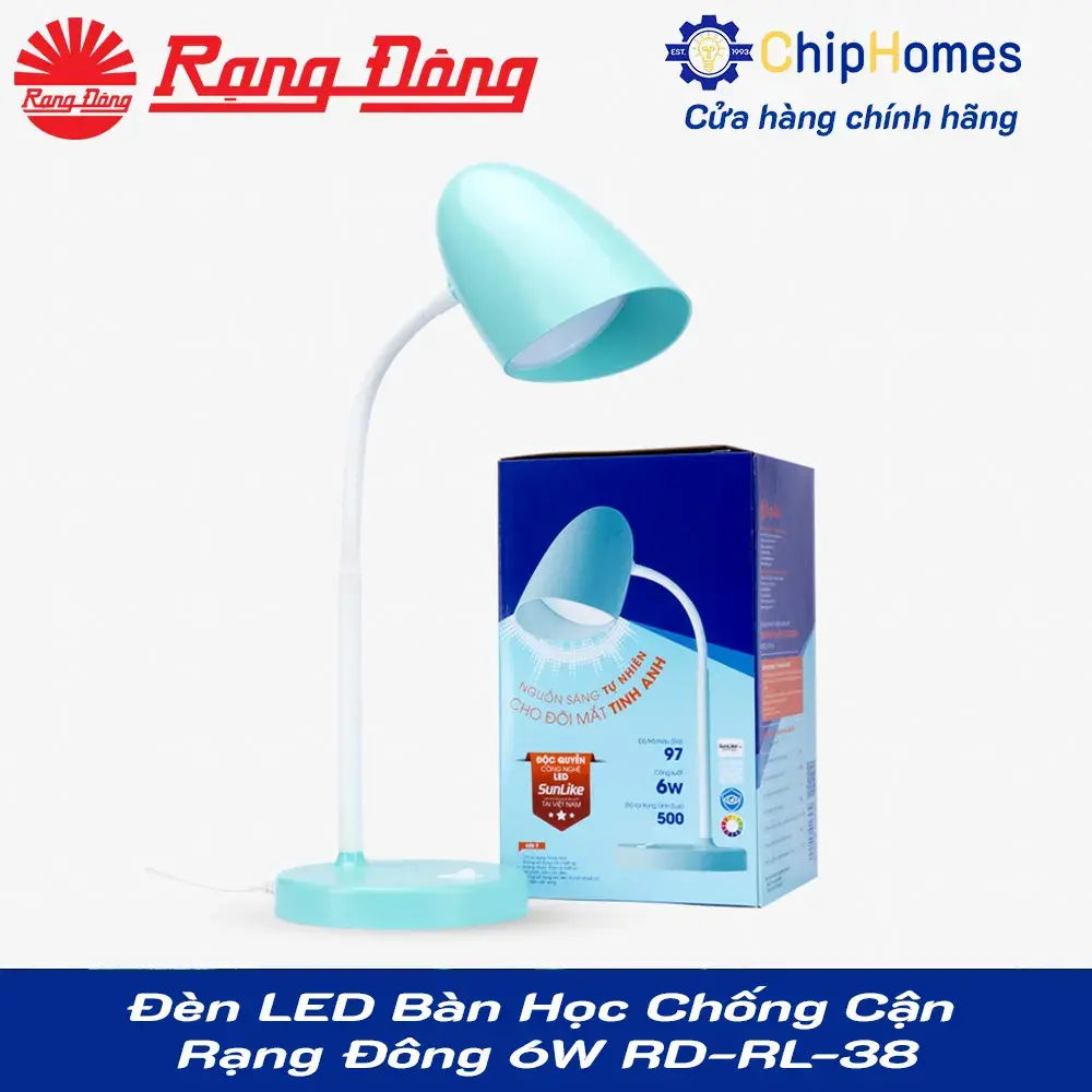 Đèn LED Bàn Học Chống Cận Rạng Đông 6W RD-RL-38 - Màu xanh be