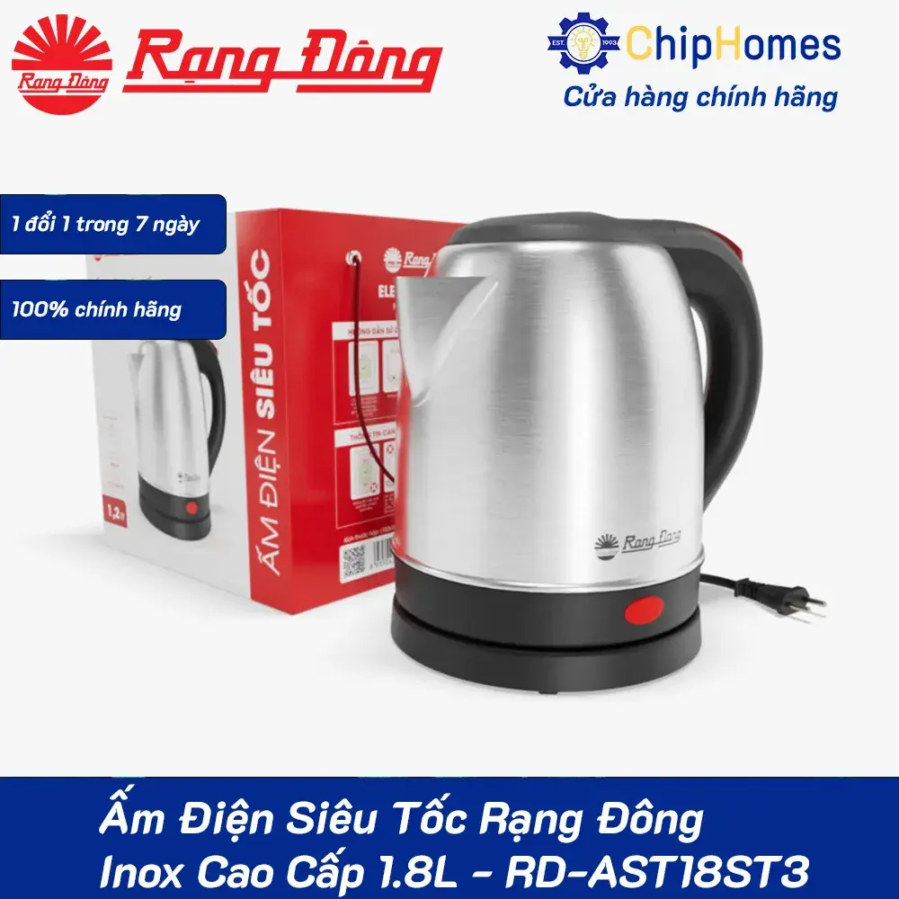 Ấm Điện Siêu Tốc Rạng Đông Inox Cao Cấp 1.8L - RD-AST18ST3 