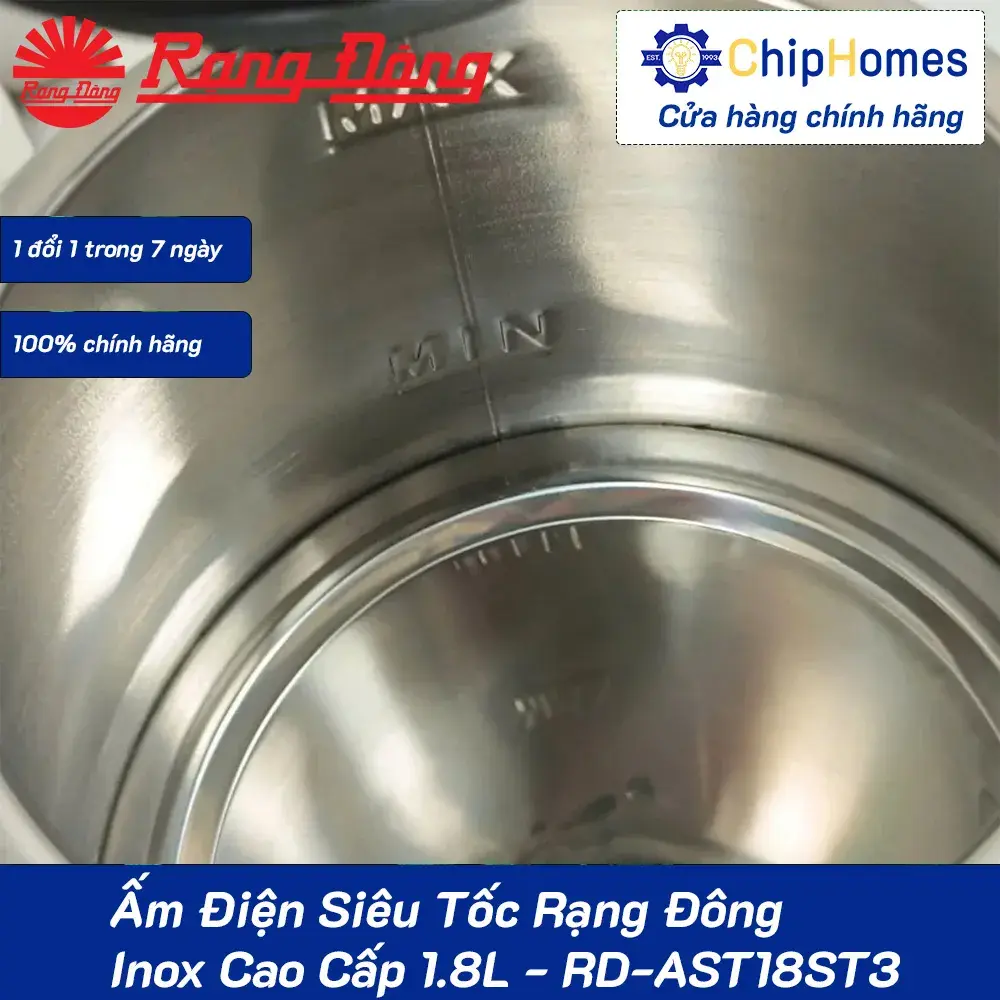 Ấm Điện Siêu Tốc Rạng Đông Inox Cao Cấp 1.8L - RD-AST18ST3 