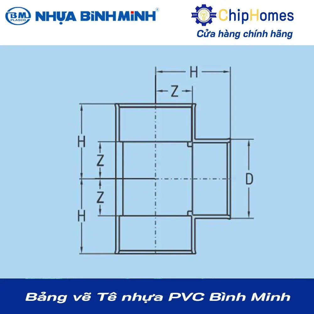 Bảng vẽ Tê nhựa PVC Bình Minh