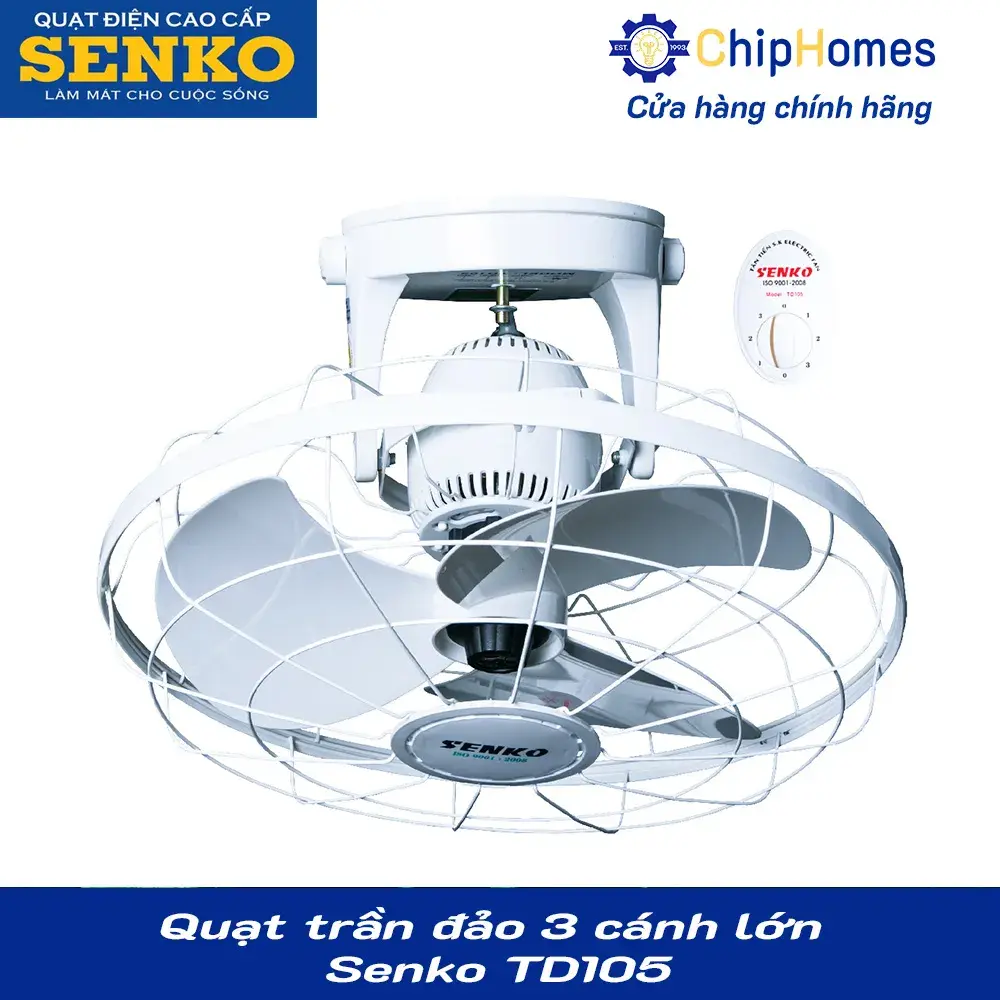 Quạt trần đảo 3 cánh lớn Senko TD105 - hình mẫu