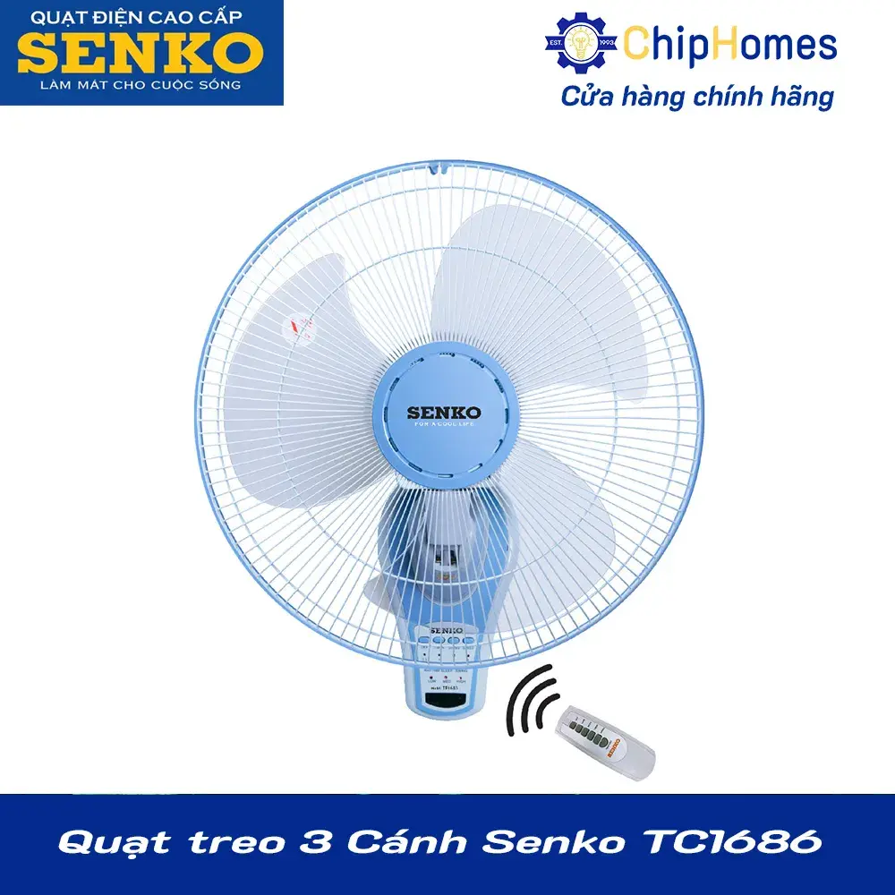 Quạt treo tường Senko TR1683 có điều khiển từ xa - Màu kem môn