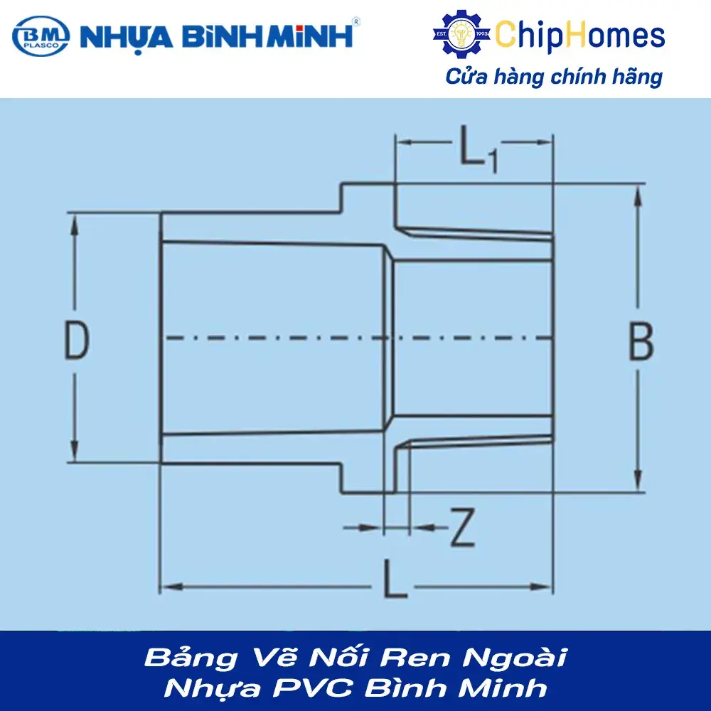 Bảng Vẽ Nối Ren Ngoài  Nhựa PVC Bình Minh 