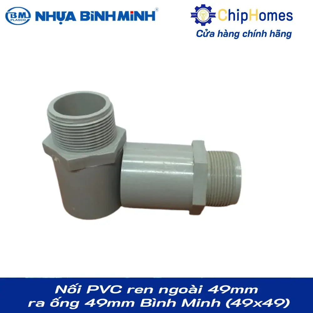 Nối PVC ren ngoài 49mm ra ống 49mm (dày) Bình Minh PN12