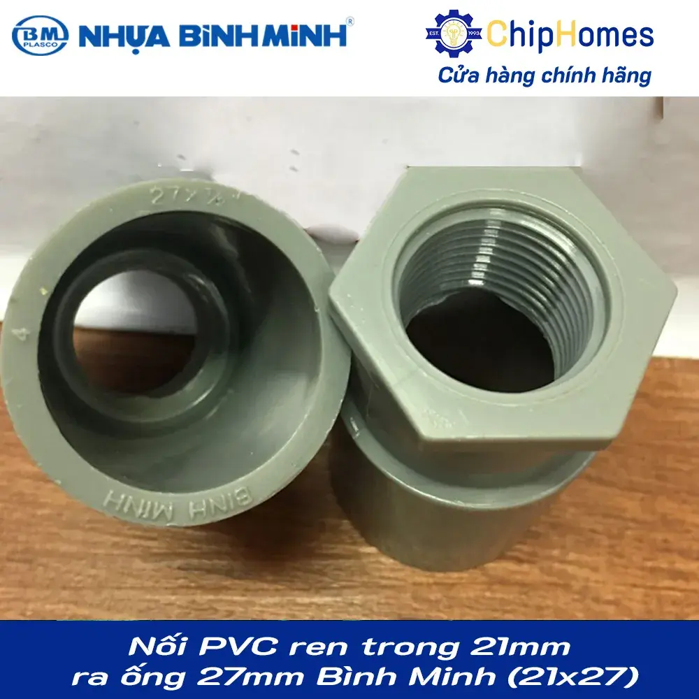Nối PVC ren trong 21mm ra ống 27 Bình Minh