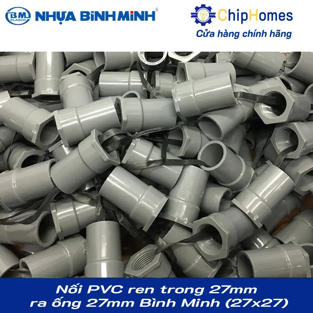 Nối PVC ren trong 27mm ra ống 27mm Bình Minh loại dày